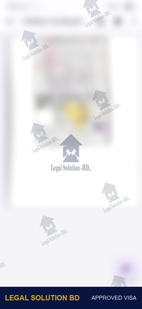 Approved Europe work visa — Legal Solution BD client (personal details hidden for privacy)